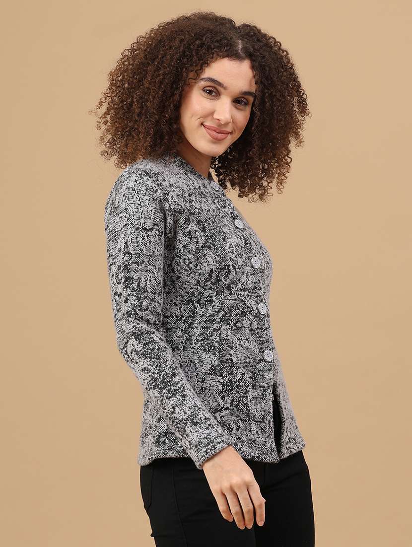 women self design long sleeve cardigan - 22022249 -  Standard Image - 3