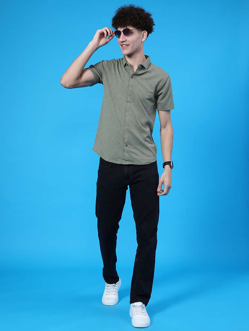 men self design short sleeve slim fit casual shirt - 22022256 -  Standard Image - 5