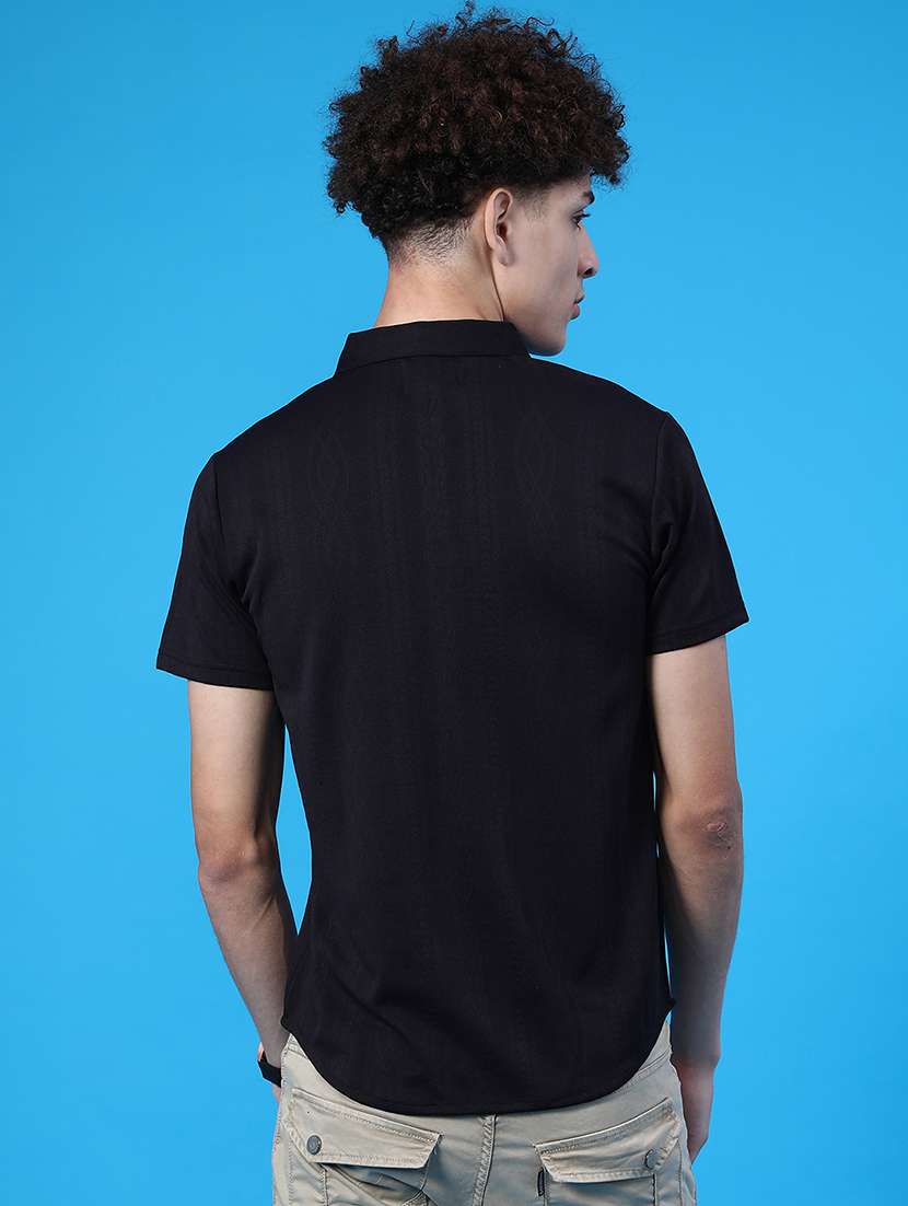 men self design short sleeve slim fit casual shirt - 22022257 -  Standard Image - 3