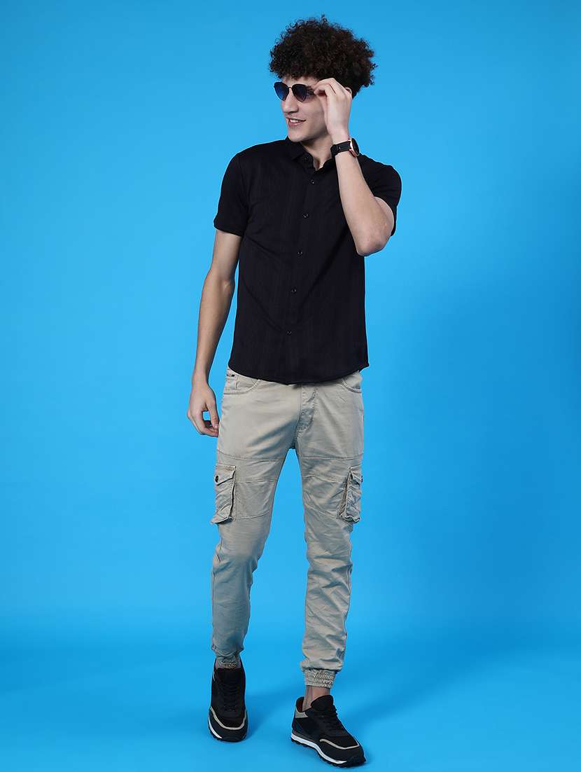 men self design short sleeve slim fit casual shirt - 22022257 -  Standard Image - 5