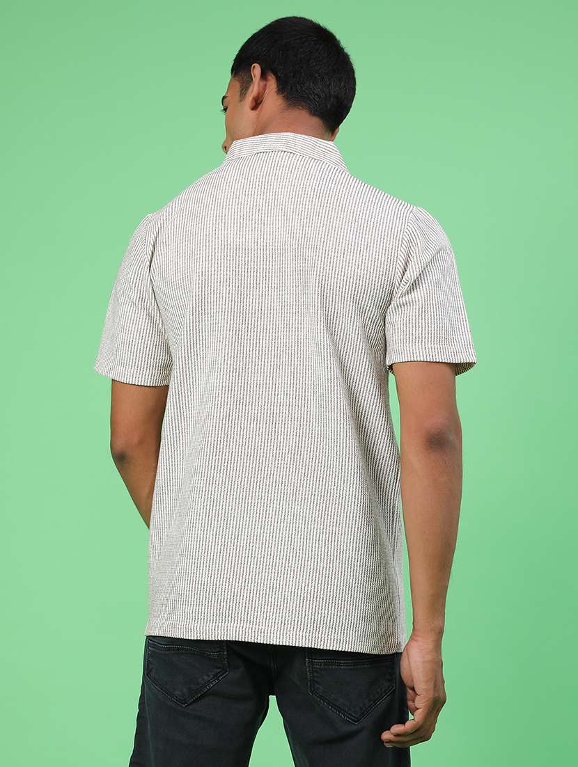 men self design short sleeve slim fit casual shirt - 22022258 -  Standard Image - 3