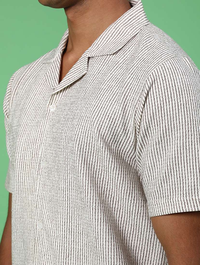 men self design short sleeve slim fit casual shirt - 22022258 -  Standard Image - 5