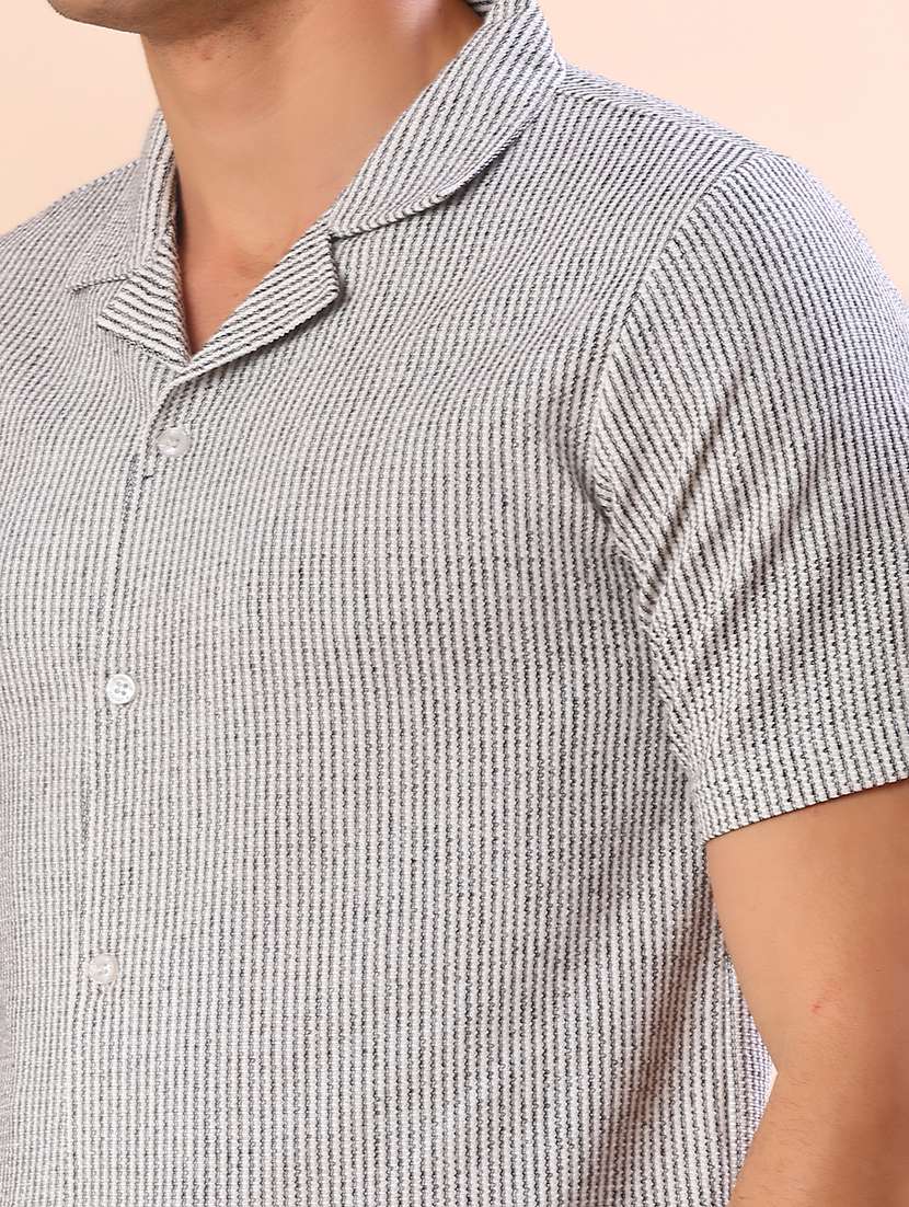 men self design short sleeve regular fit casual shirt - 22022259 -  Standard Image - 5
