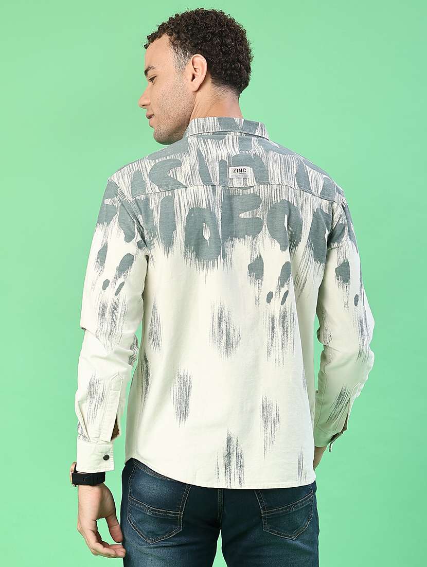 men printed long sleeve regular fit casual shirt - 22022289 -  Standard Image - 3