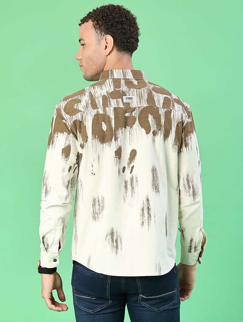 men printed long sleeve regular fit casual shirt - 22022290 -  Standard Image - 3