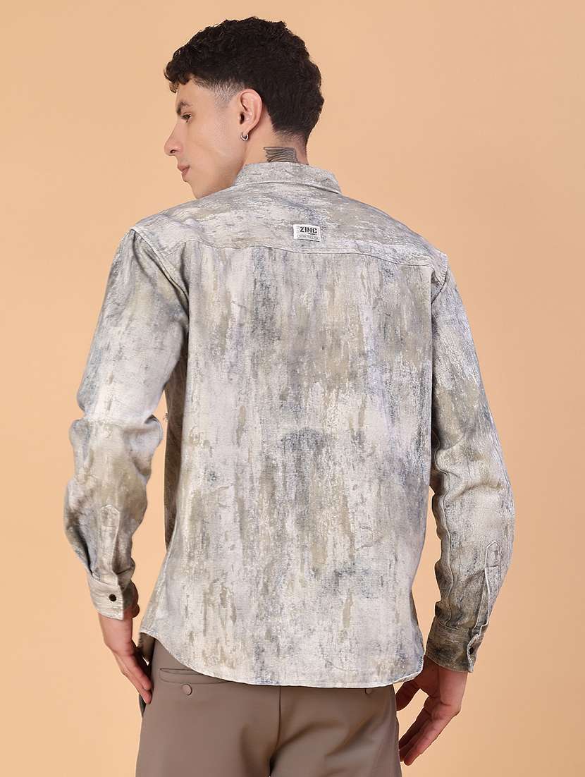 men printed long sleeve regular fit casual shirt - 22022296 -  Standard Image - 3