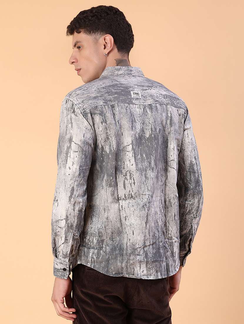 men printed long sleeve regular fit casual shirt - 22022297 -  Standard Image - 3