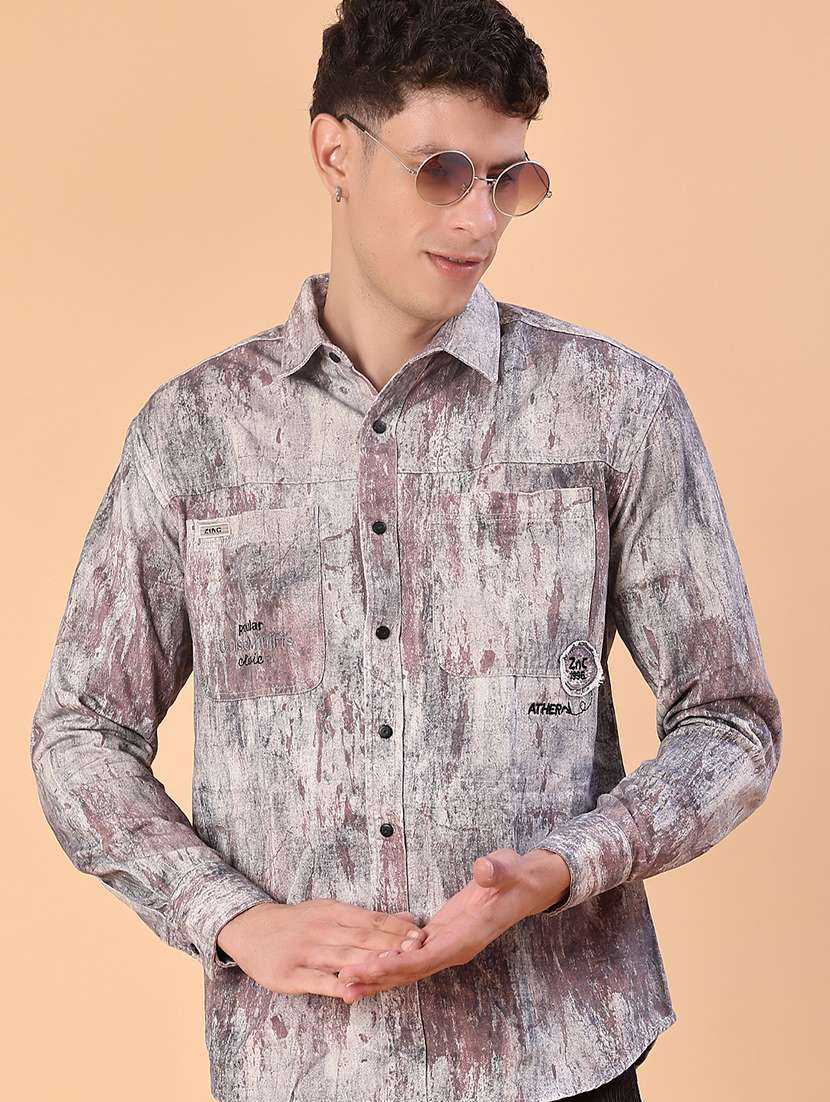 men printed long sleeve regular fit casual shirt - 22022298 -  Zoom Image - 0