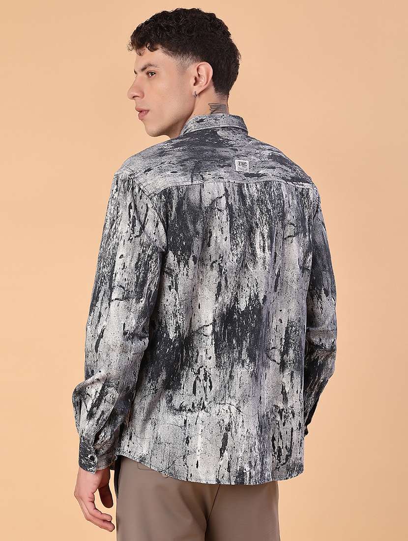 men printed long sleeve regular fit casual shirt - 22022300 -  Standard Image - 3