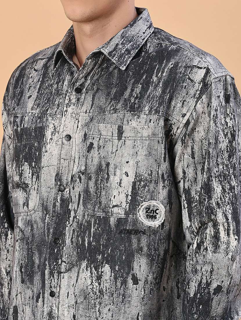 men printed long sleeve regular fit casual shirt - 22022300 -  Standard Image - 5