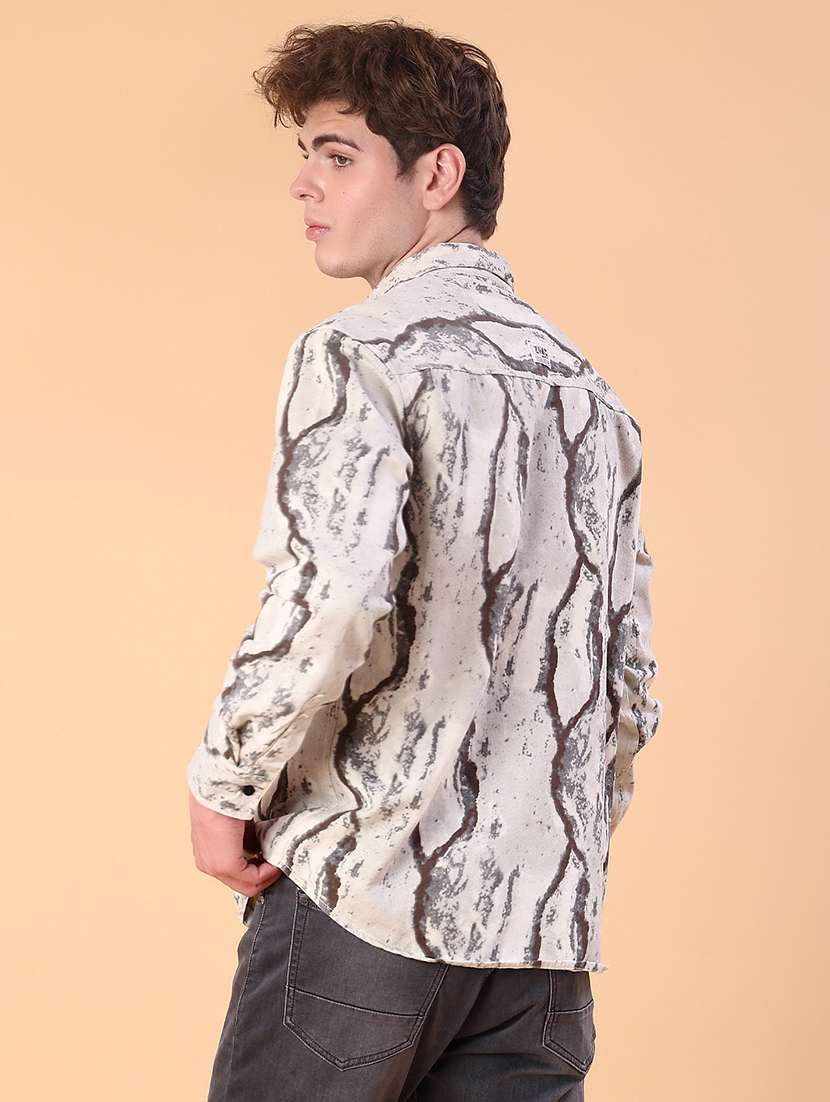 men printed long sleeve regular fit casual shirt - 22022305 -  Standard Image - 3