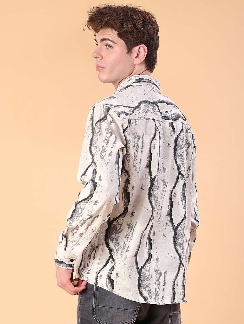 men printed long sleeve regular fit casual shirt - 22022306 -  Standard Image - 3