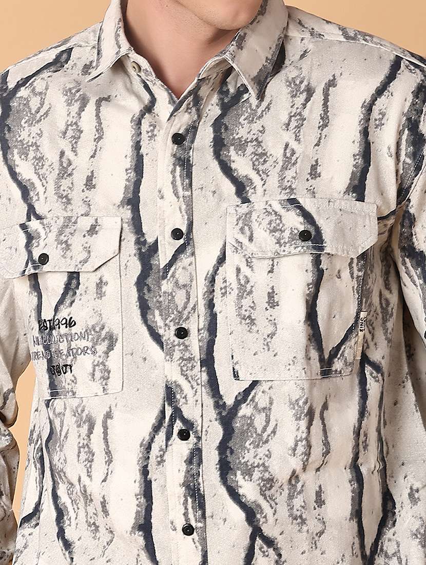 men printed long sleeve regular fit casual shirt - 22022322 -  Standard Image - 5