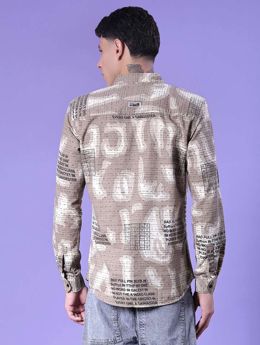 men printed long sleeve regular fit casual shirt - 22022327 -  Standard Image - 3