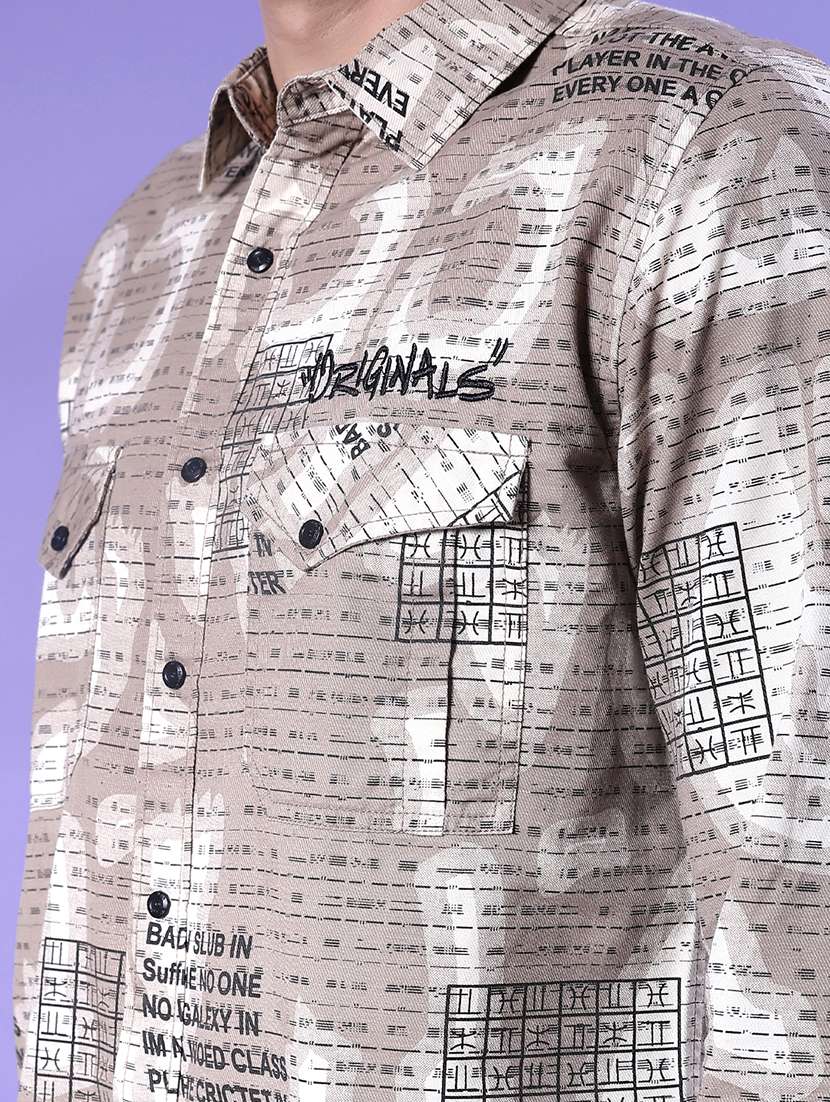 men printed long sleeve regular fit casual shirt - 22022327 -  Standard Image - 5