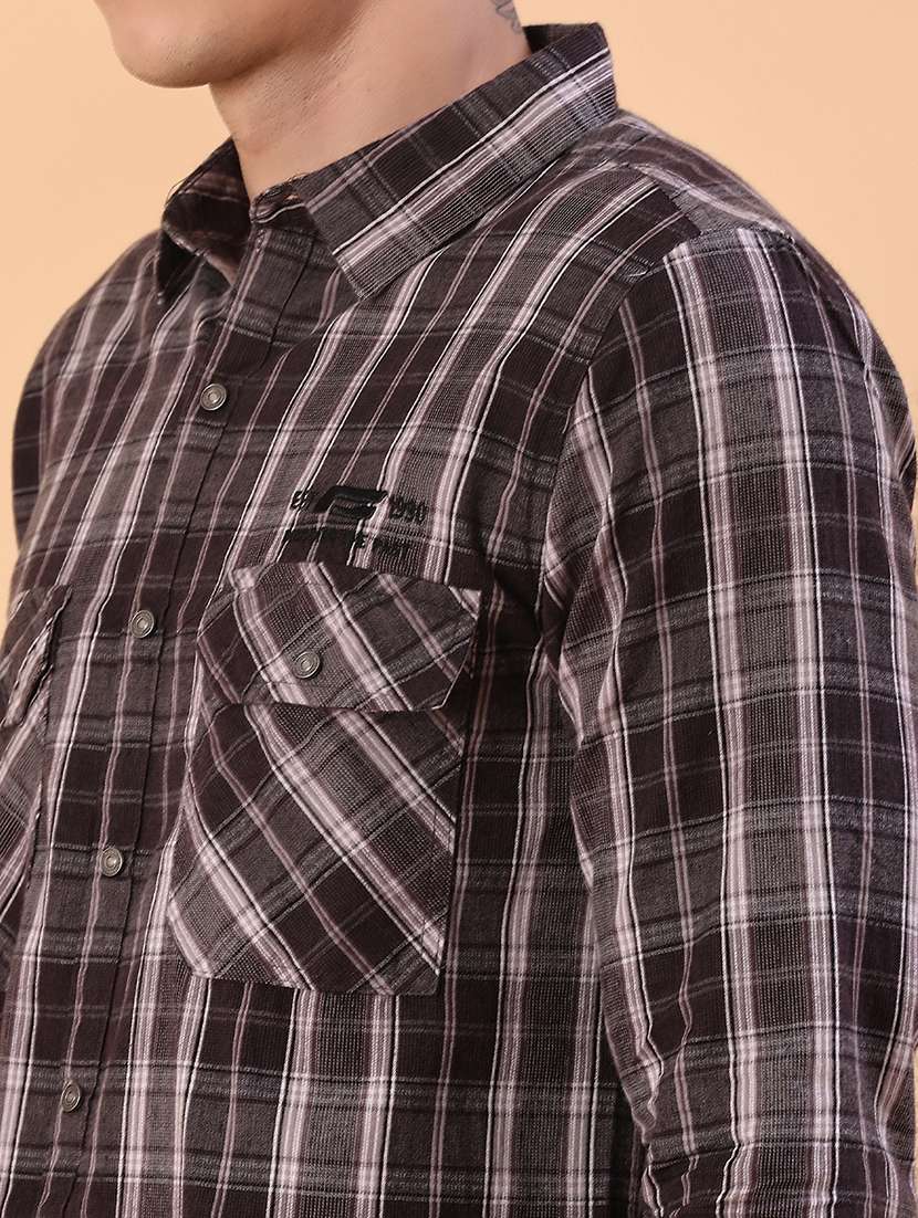 men checkered long sleeve slim fit casual shirt - 22022370 -  Standard Image - 5
