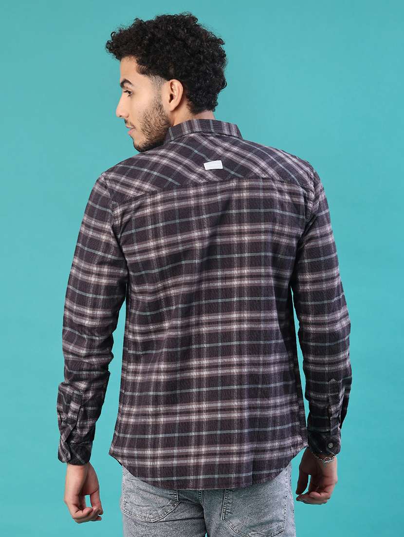 men checkered long sleeve regular fit casual shirt - 22022375 -  Standard Image - 3