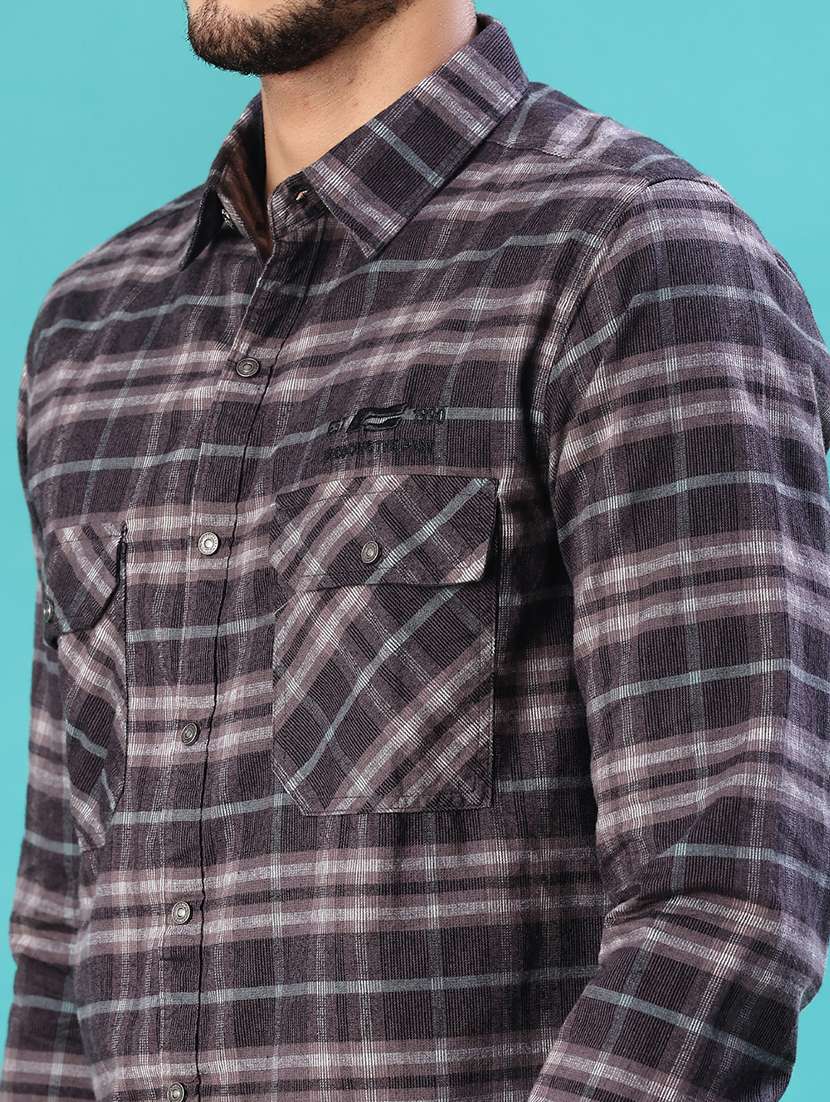 men checkered long sleeve regular fit casual shirt - 22022375 -  Standard Image - 5