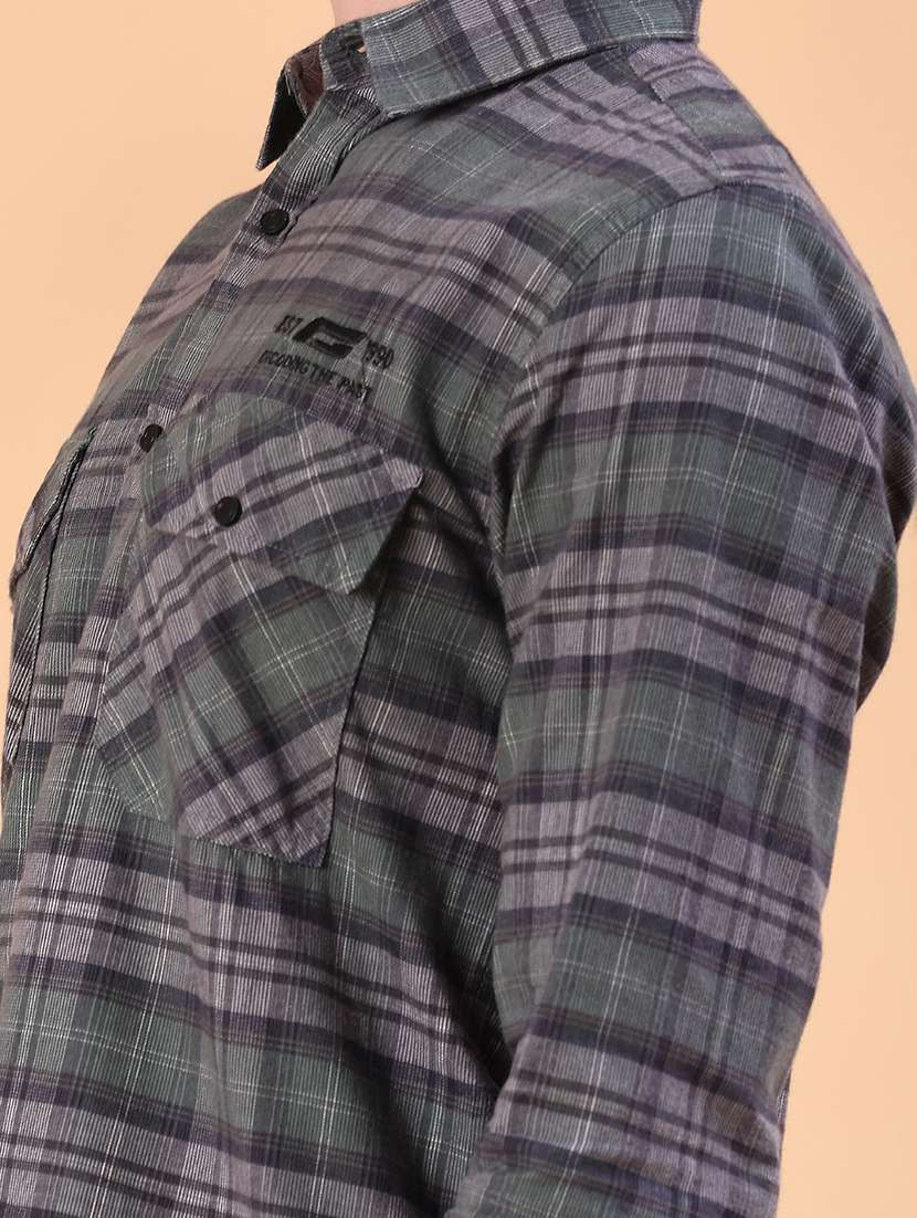 men checkered long sleeve slim fit casual shirt - 22022376 -  Standard Image - 5