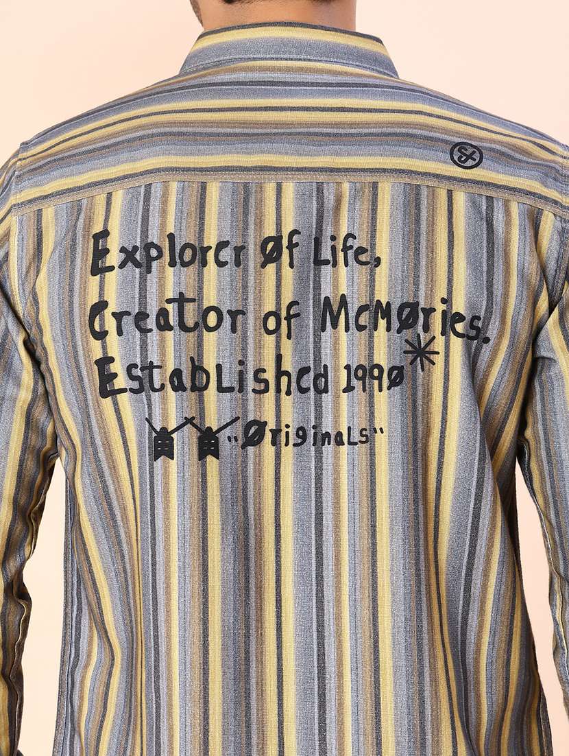 men striped long sleeve regular fit casual shirt - 22022377 - Standard Image - 5