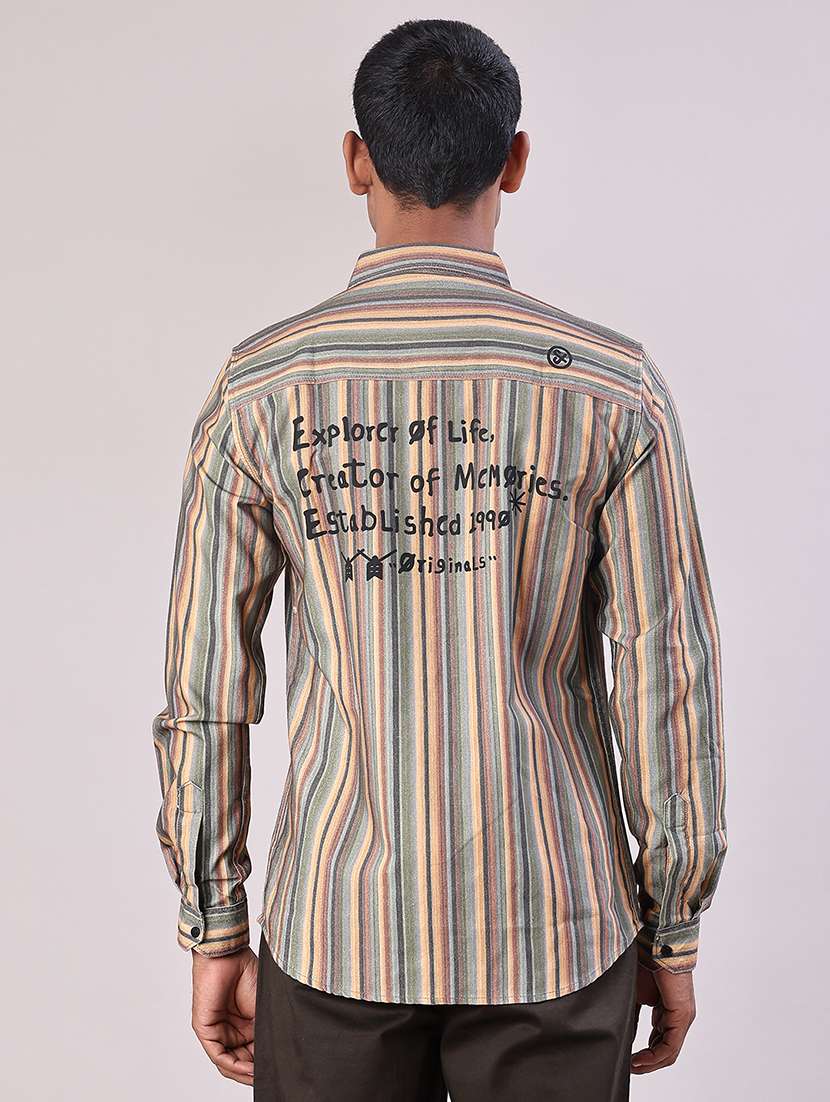 men striped long sleeve regular fit casual shirt - 22022378 -  Standard Image - 3