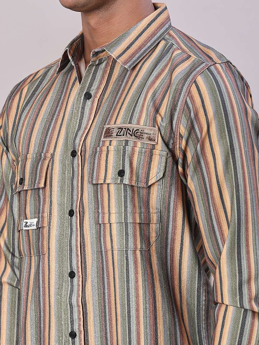 men striped long sleeve regular fit casual shirt - 22022378 -  Standard Image - 5