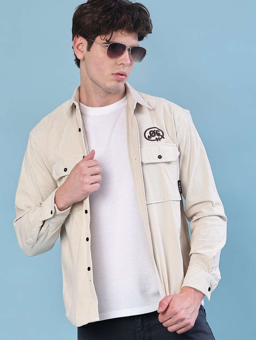 men printed long sleeve regular fit casual shirt