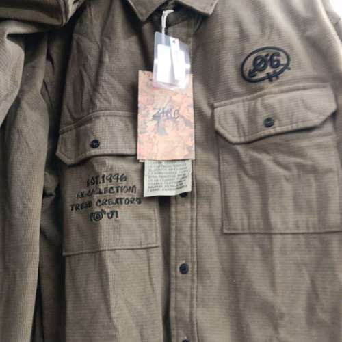 olive cotton casual shirt - 22022380 - Standard Image - 0