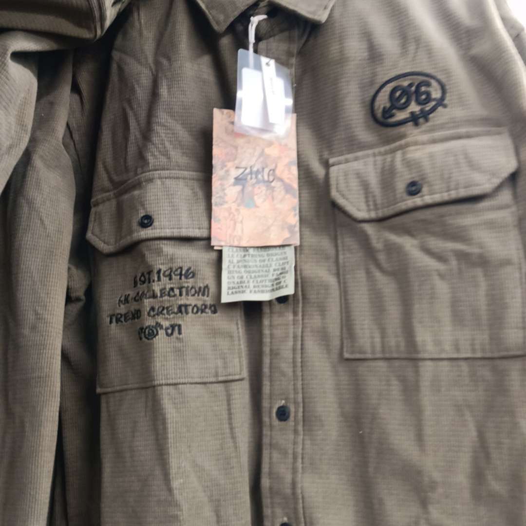 olive cotton casual shirt - 22022380 - Zoom Image - 0