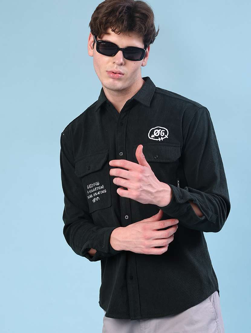 men printed long sleeve regular fit casual shirt