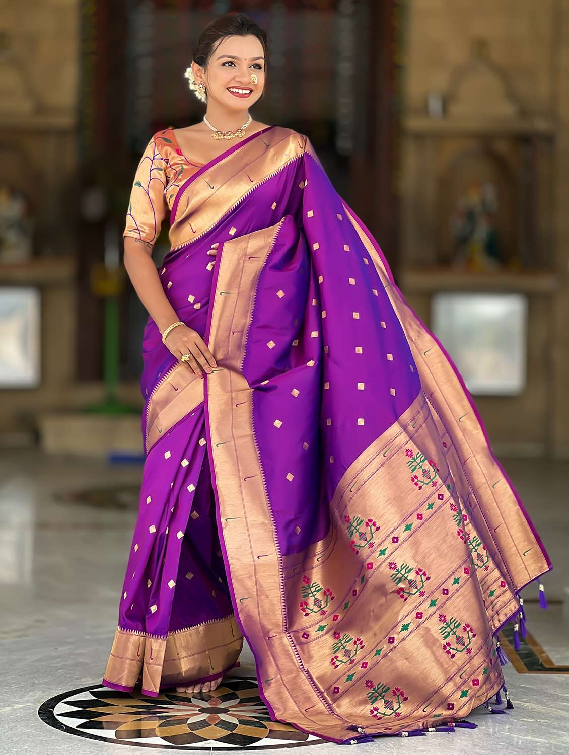 women self design paithani saree with blouse