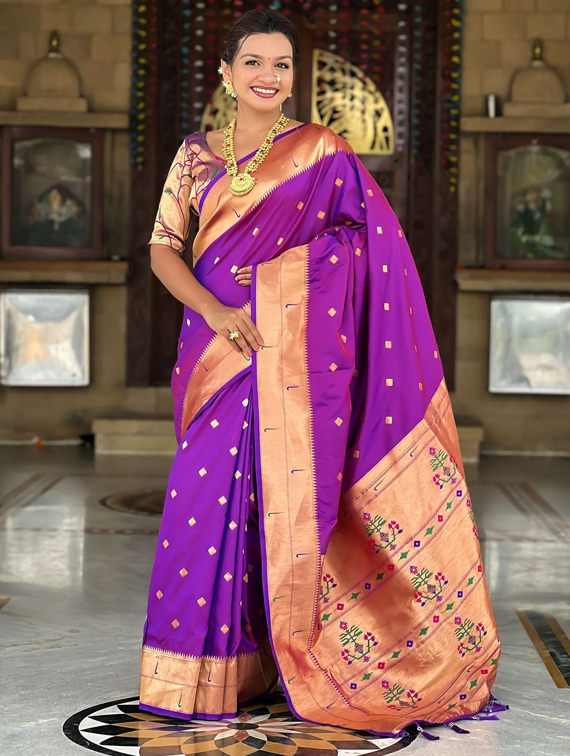 women self design paithani saree with blouse
