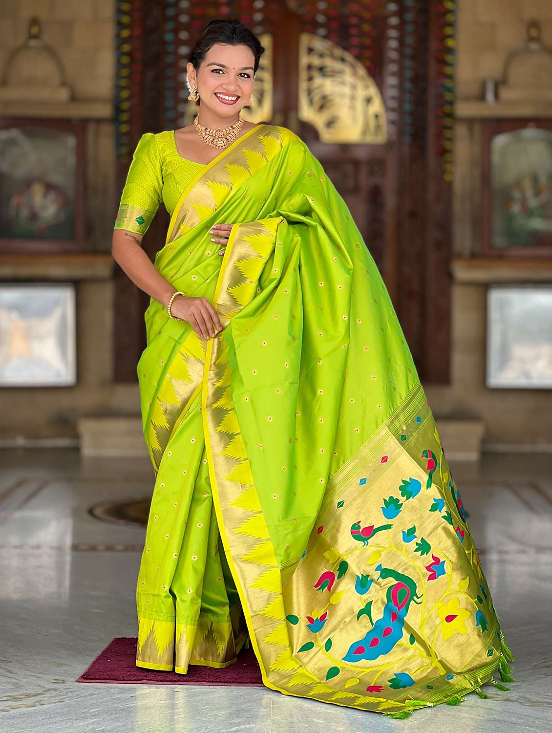 women self design paithani saree with blouse - 22022401 -  Zoom Image - 0