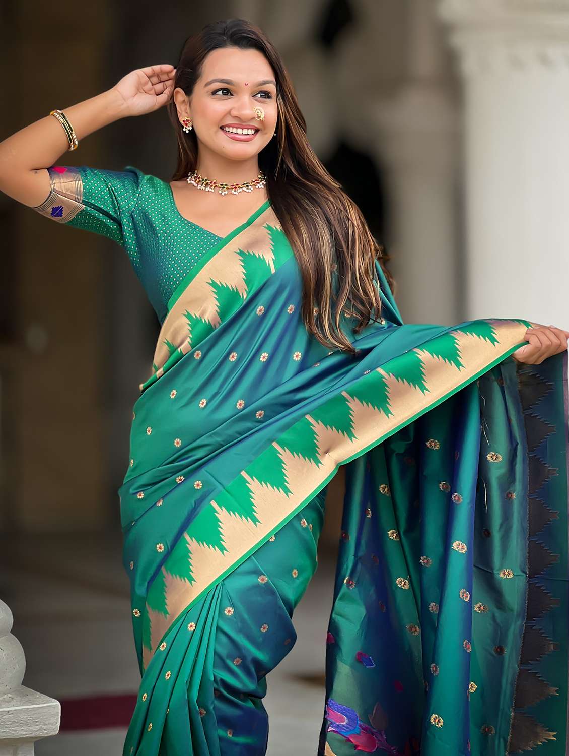 women self design paithani saree with blouse - 22022402 -  Standard Image - 3