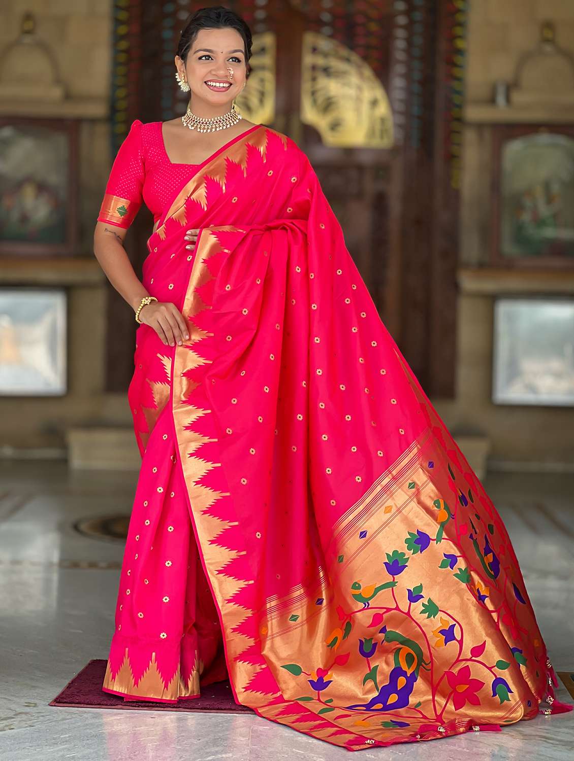 women self design paithani saree with blouse - 22022403 - Standard Image - 3