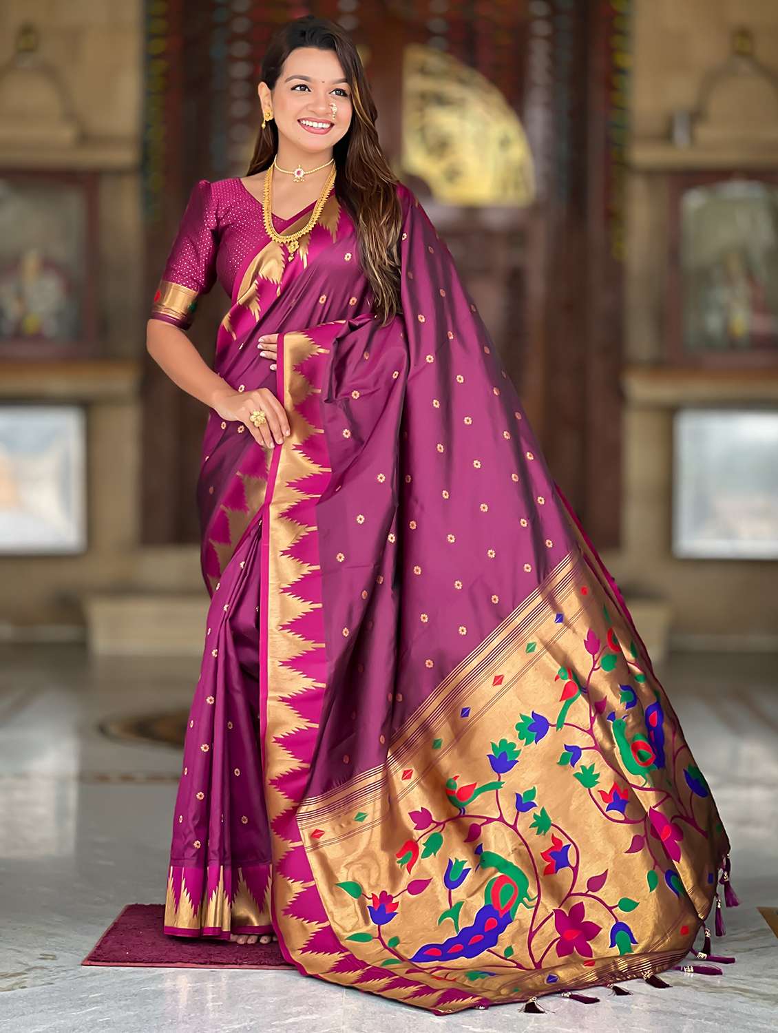 women self design paithani saree with blouse