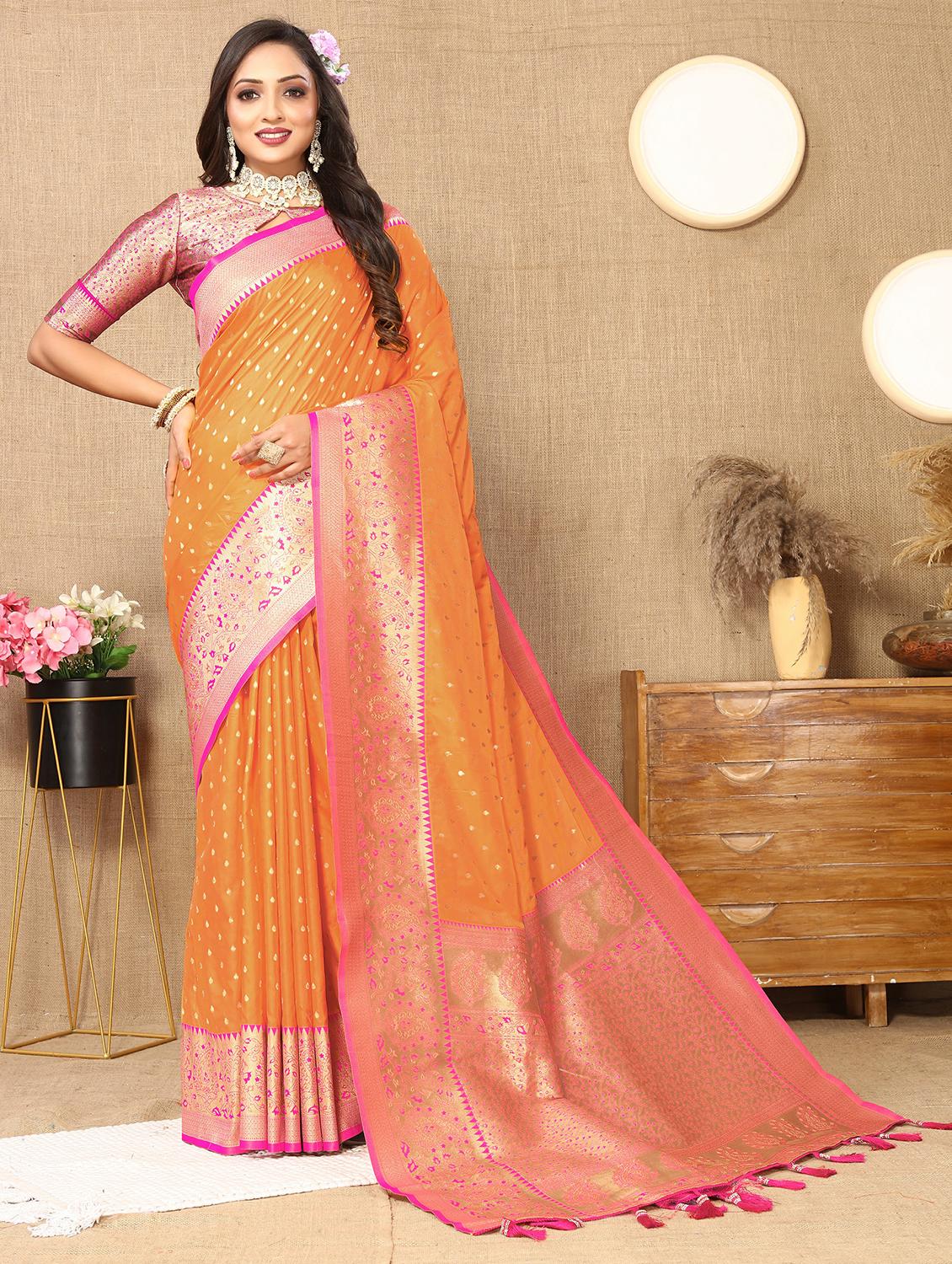 women self design banarasi saree with blouse