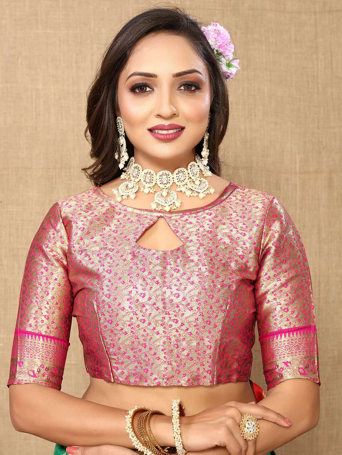 women self design banarasi saree with blouse - 22022408 -  Standard Image - 5