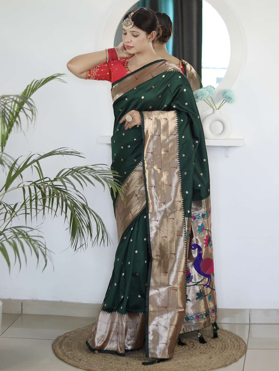 women self design paithani saree with blouse