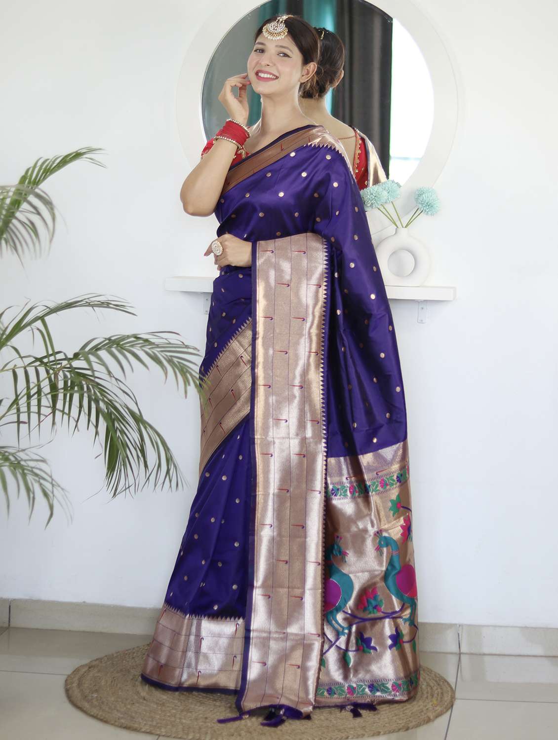 women self design paithani saree with blouse