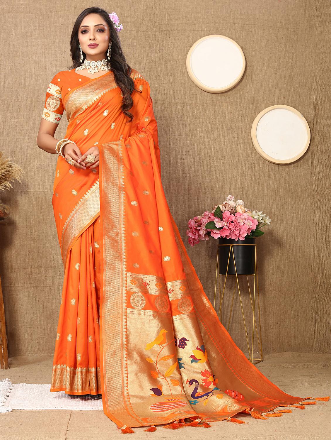 women self design paithani saree with blouse