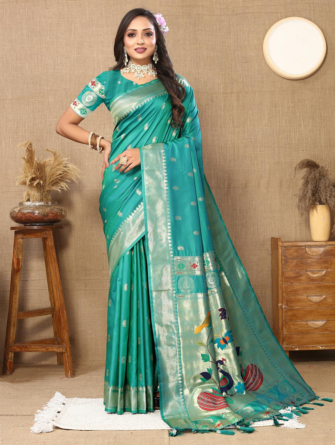 women self design paithani saree with blouse