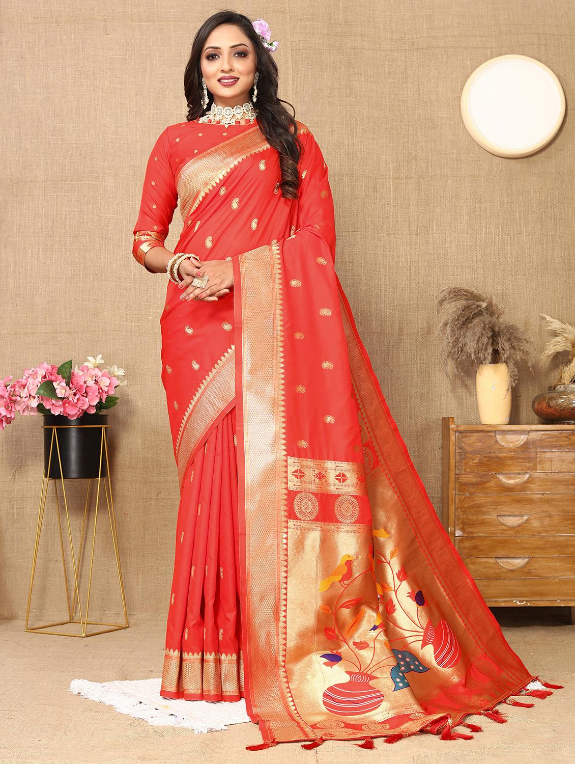 women self design paithani saree with blouse