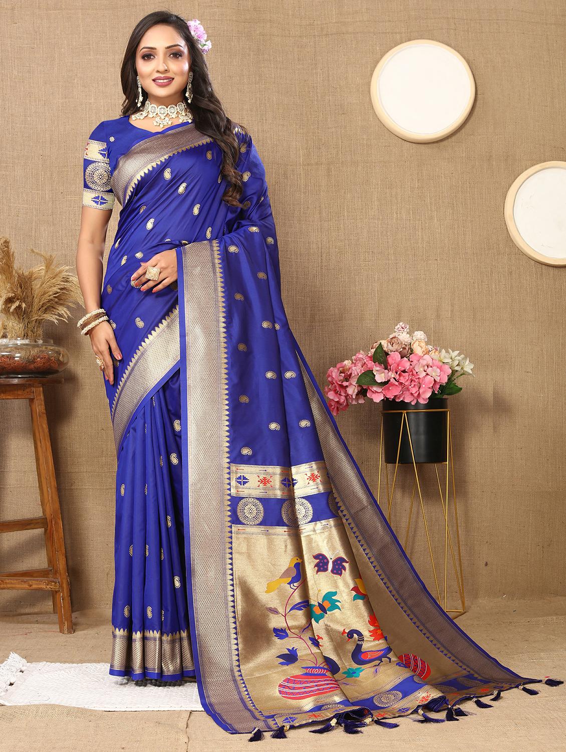 women self design paithani saree with blouse