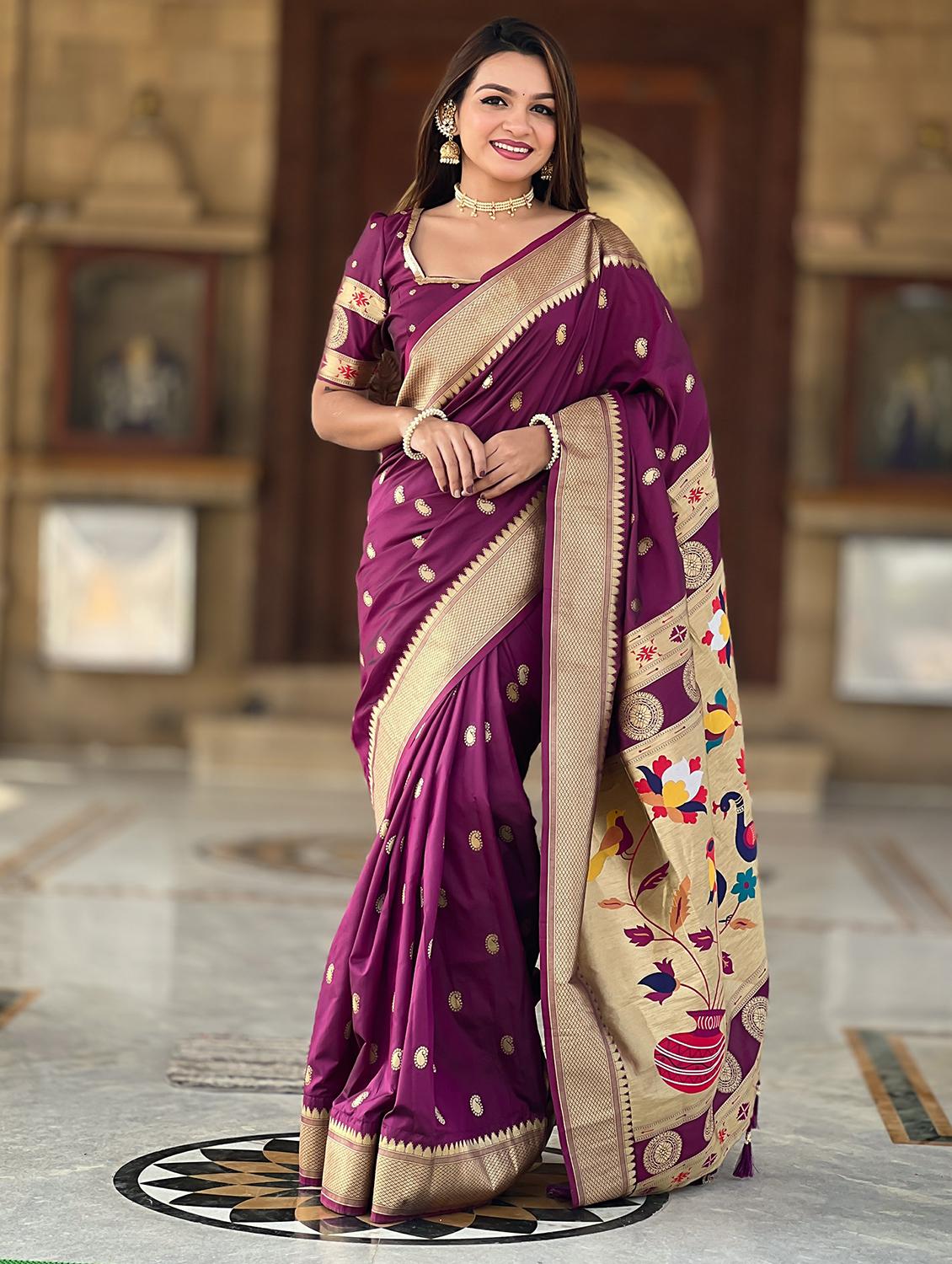 women self design paithani saree with blouse