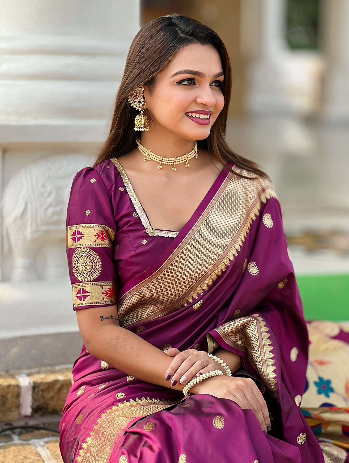 women self design paithani saree with blouse - 22022427 -  Standard Image - 5