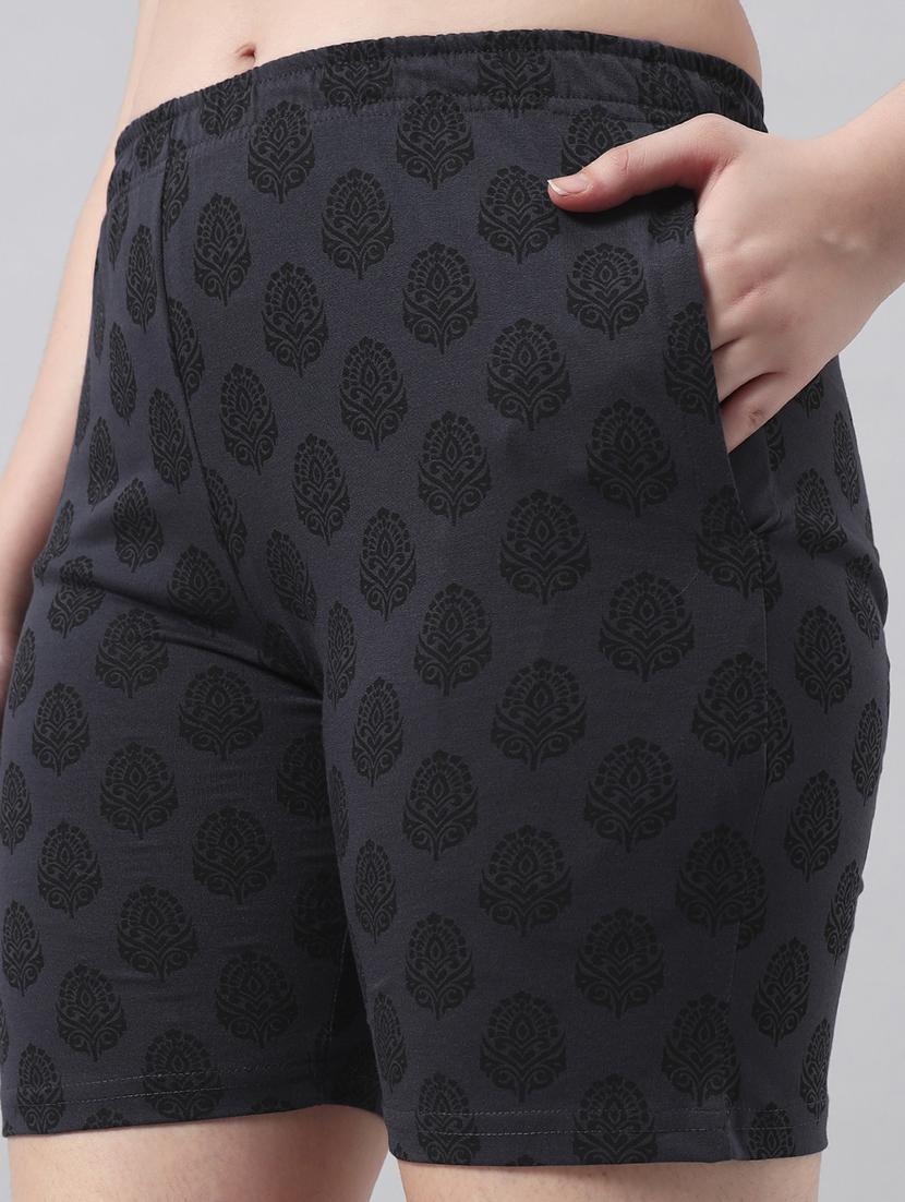 women printed mid rise loung wear shorts - 22022430 - Standard Image - 5
