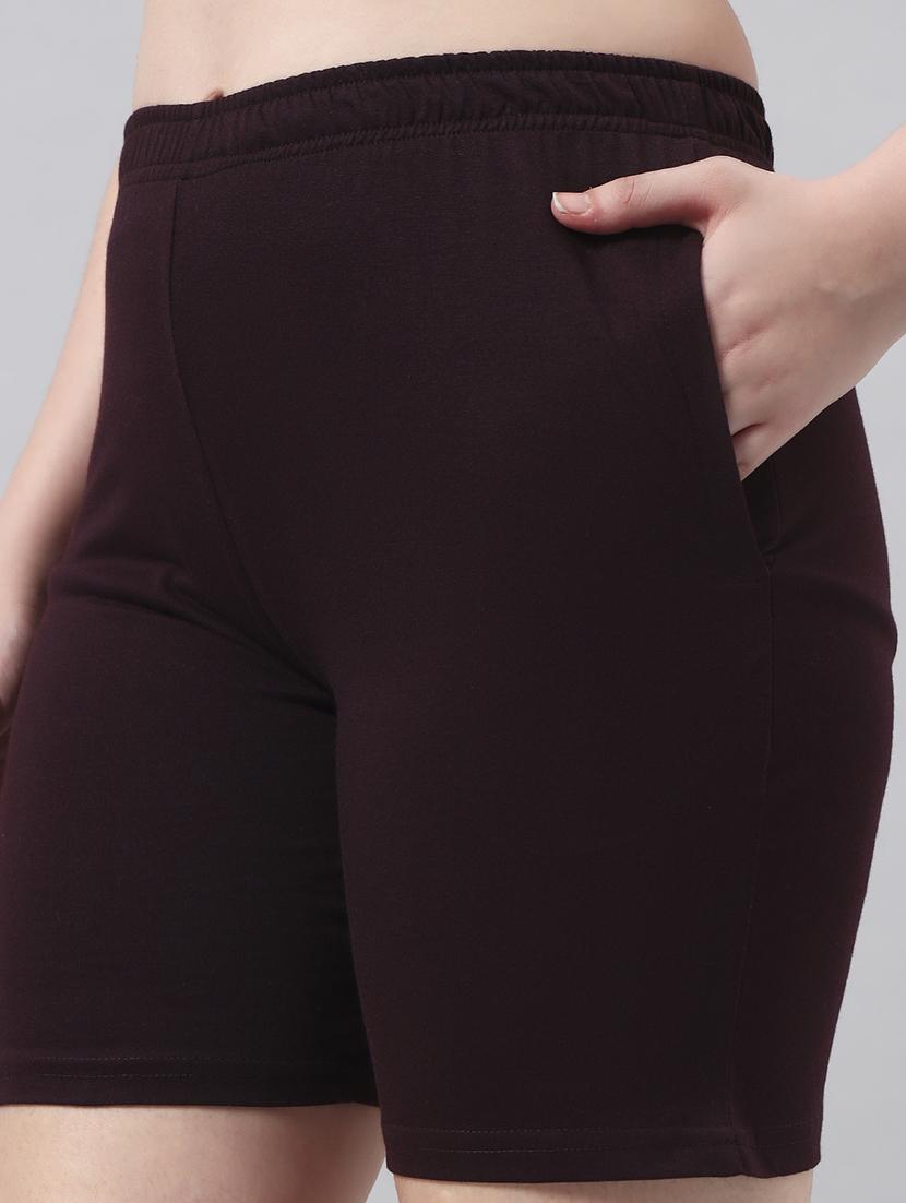 women solid mid rise loung wear shorts - 22022431 - Standard Image - 5