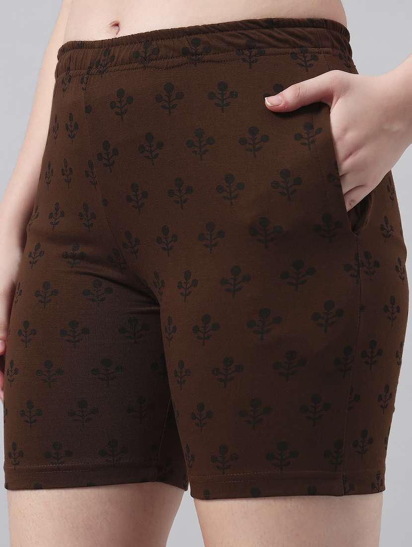 women printed mid rise loung wear shorts - 22022432 - Standard Image - 5