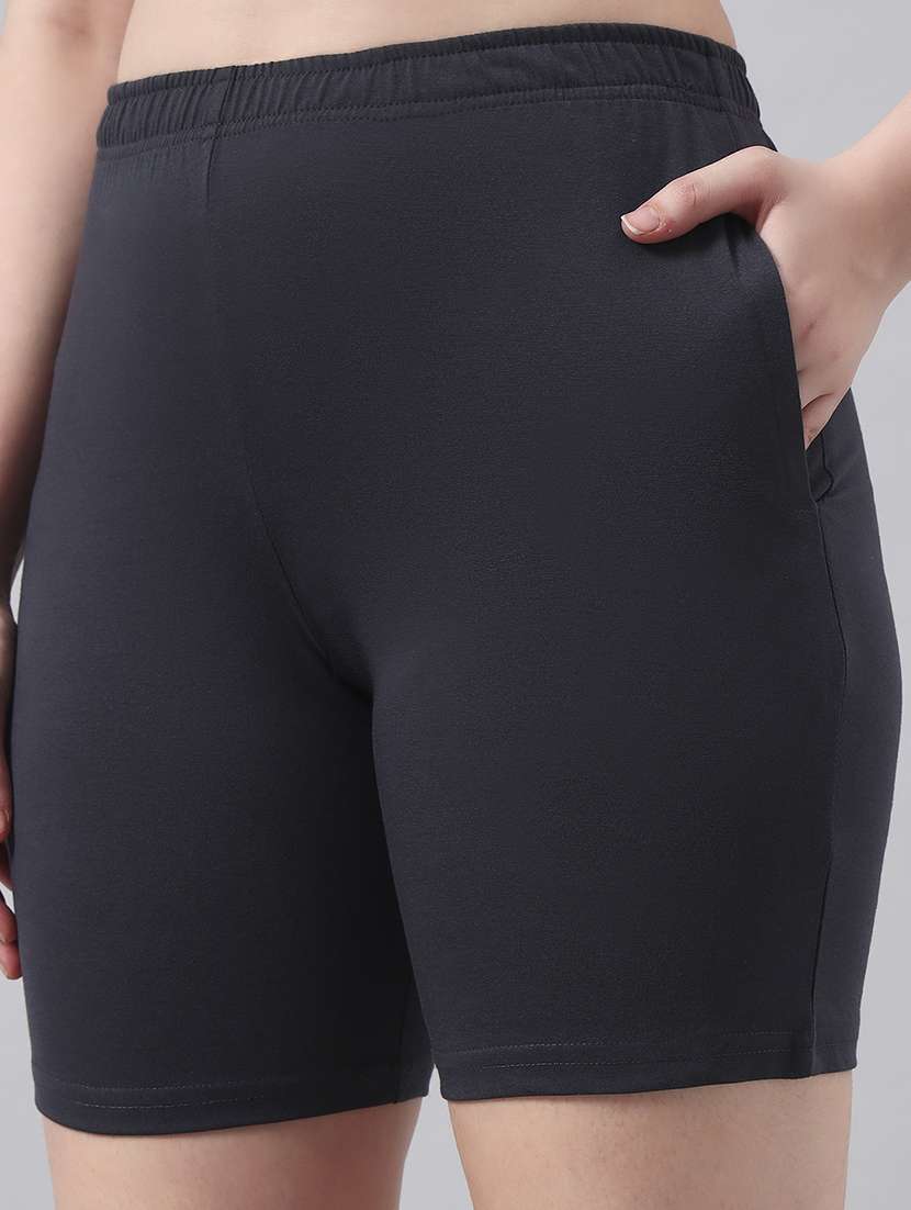 women solid mid rise loung wear shorts - 22022434 -  Standard Image - 5